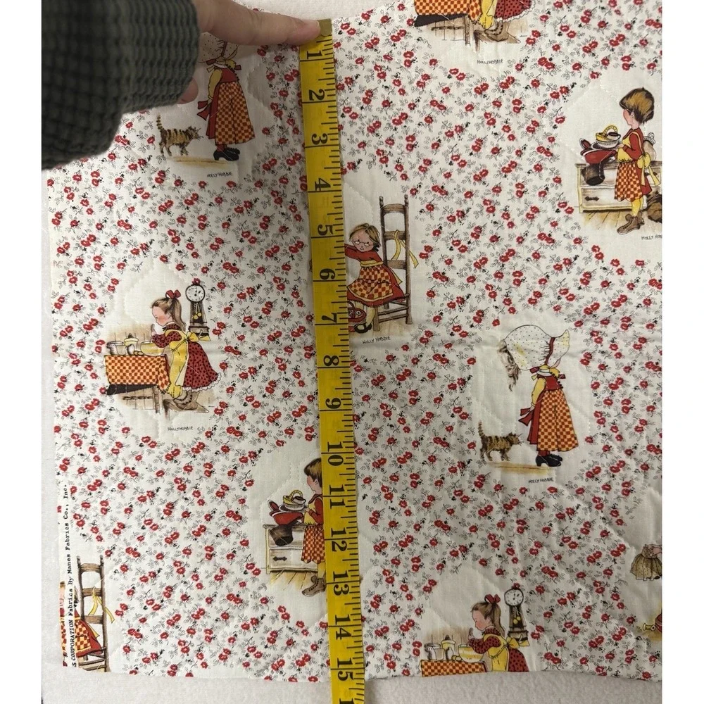 Vtg Holly Hobbie Quilted Fabric Scrap‎ Red Floral Hollie Hobbie And Friends